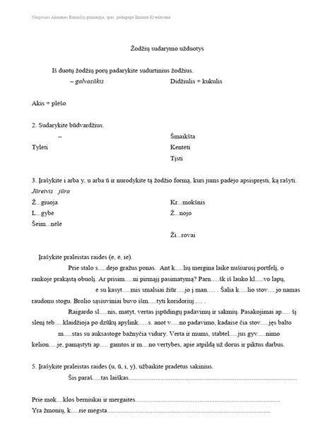 Valgiaraščio sudarymo pavyzdys