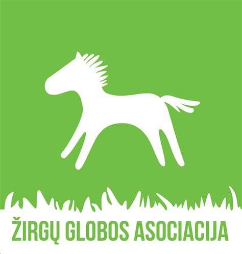 Žirgų globos asociacijos logotipas ir pagrindinis šūkis