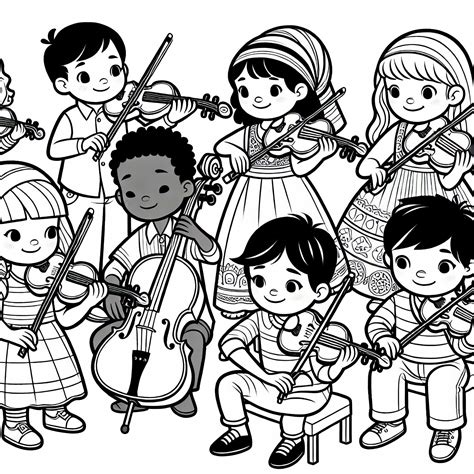 Vaikai groja įvairiais muzikos instrumentais