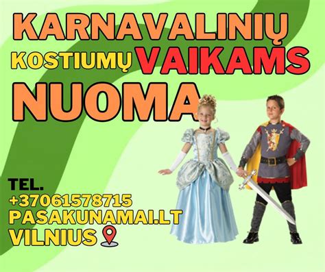 Vaikiškų karnavalinių kostiumų asortimentas