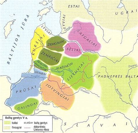 Žemėlapis su baltų genčių gyvenamomis teritorijomis