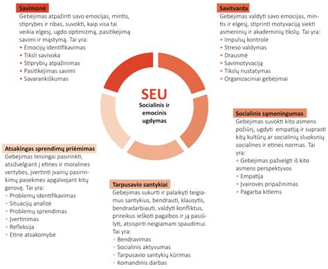 Infografika: Penkios socialinių ir emocinių kompetencijų sritys pagal CASEL