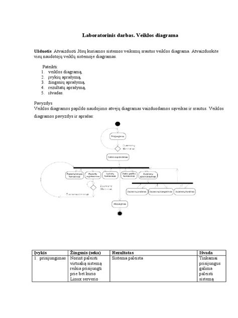 Projektinės veiklos schematinė diagrama