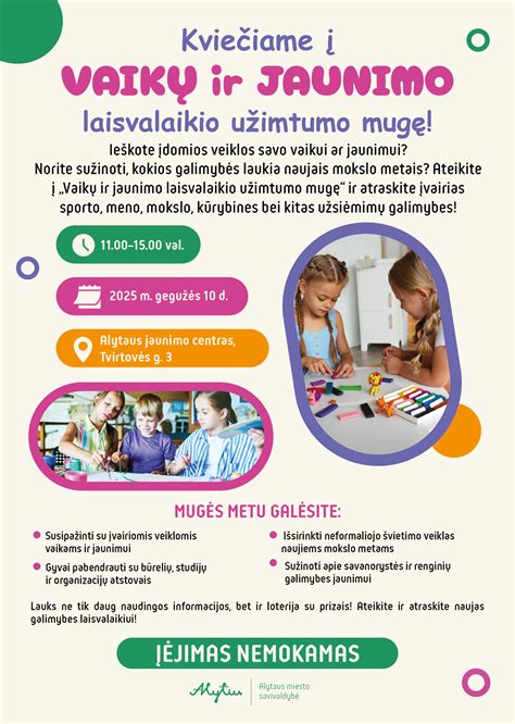 Vaikų laisvalaikio užsiėmimų nuotrauka