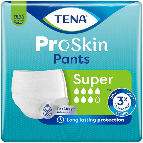 Schema, iliustruojanti TENA Pants sauskelnių-kelnaičių struktūrą ir sugeriamumo technologiją
