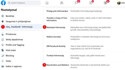Facebook profilio nustatymai