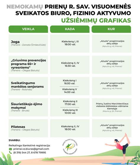 Grafikas su fizinio aktyvumo rekomendacijomis nėščiosioms