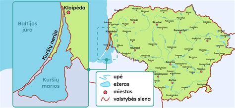 Žemėlapis su pažymėtomis Dzūkijos ir Kuršių nerijos vietovėmis, kur dažniausiai auga bobausiai