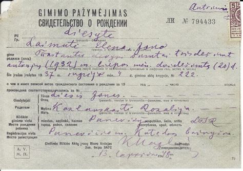 Vaiko gimimo pažymėjimas