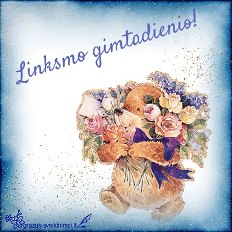 Gražaus gimtadienio atvirutė su gėlėmis