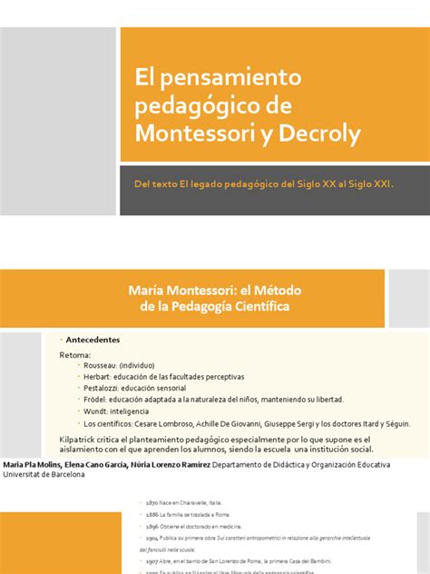 Pedagogų portretai: F. Fröbelis, O. Decroly, M. Montessori