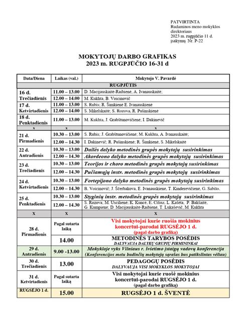 Darželio grafikas vasaros metu