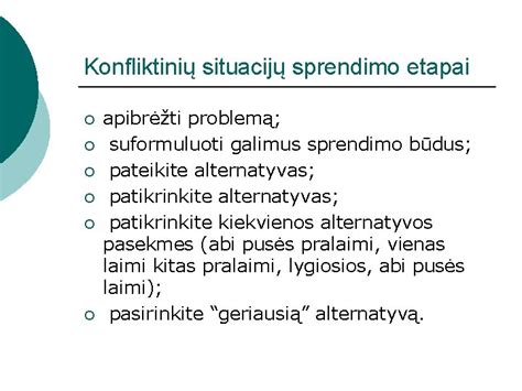 Schema: Vaikų konfliktų sprendimo etapai