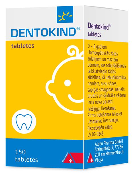 Nuotrauka, vaizduojanti Dentokind tablečių pakuotes