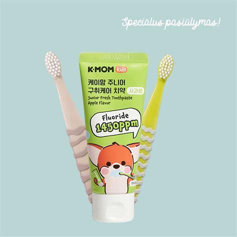 Vaikiškas dantų šepetėlis ir pasta su fluoru