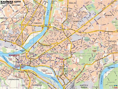 Kauno miesto žemėlapis su darželių vietomis