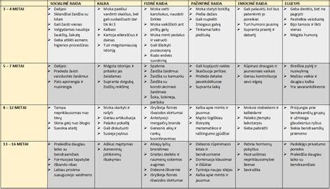 schematinė diagrama, vaiko raidos etapai