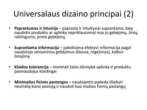 Schema, iliustruojanti universalaus dizaino principus mokymesi
