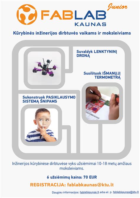 FabLab dirbtuvės su vaikais