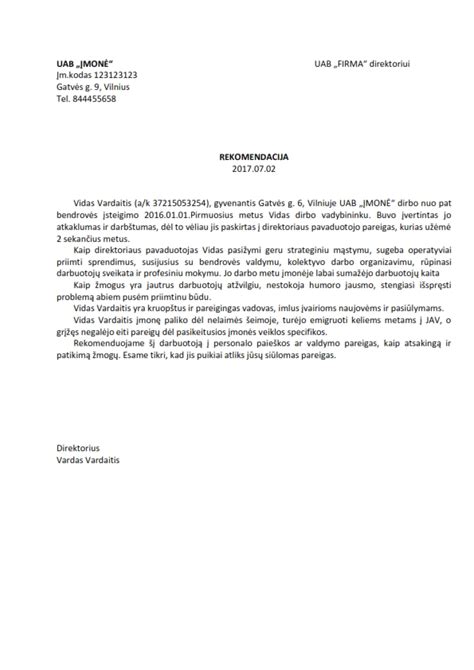 pavyzdys, kaip gali atrodyti rekomendacija apie vaiko pasiekimus