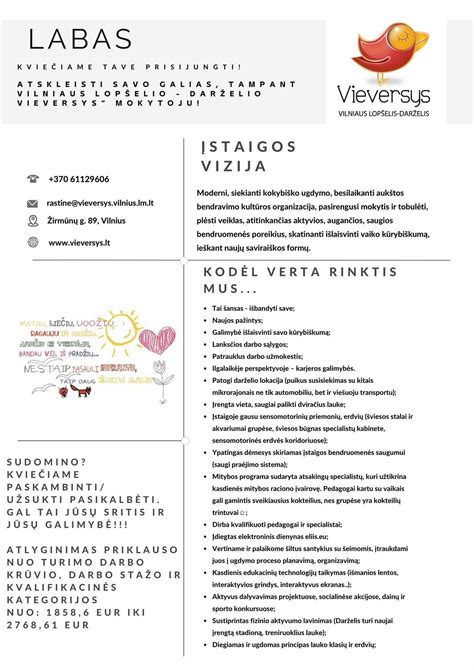 Auklėtojos darbas su vaikais