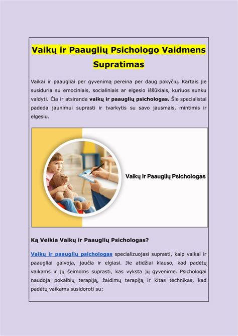 vaikų psichologo portretas ir citatos