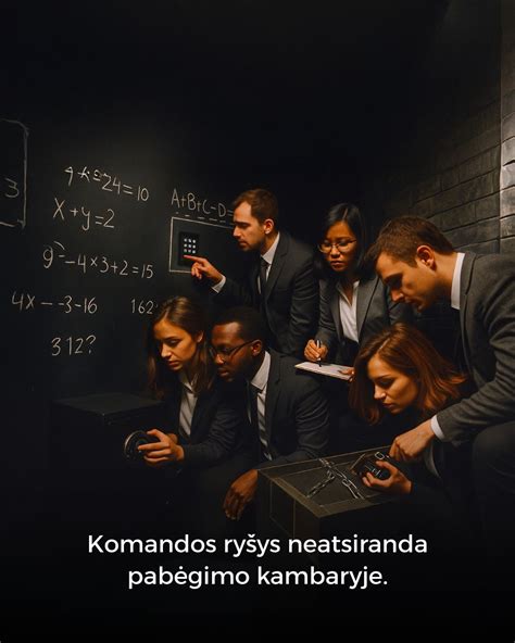 Žmonės sprendžia galvosūkį pabėgimo kambaryje