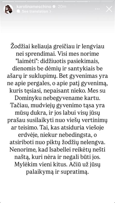 Karolinos Meschino socialinių tinklų profilis