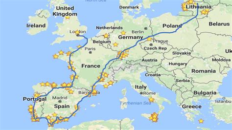 Kelionės po Europą maršrutas