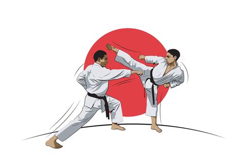vaikas daro karate pozą