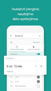 „Family Link“ programėlės sąsaja tėvų telefone