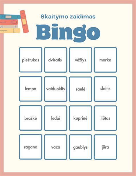 vaiko ranka dengia žodį bingo kortelėje