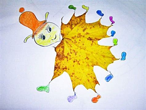 Vaikų piešiniai ir aplikacijos iš lapų