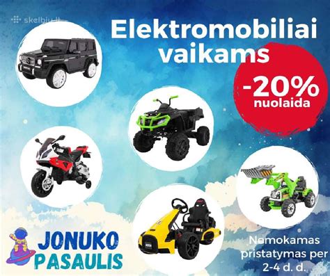Įvairių tipų vaikiški elektromobiliai