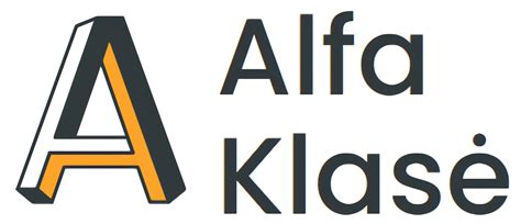 Alfa Klasės logotipas ir šūkis