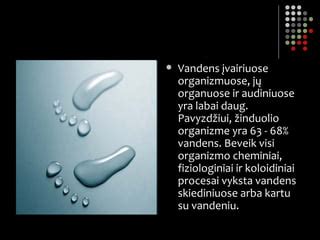 Vandens poveikis žmogaus organizmui