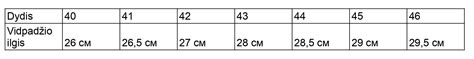 Schema kaip pasirinkti tinkamą dydį