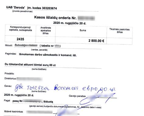 Schema kaip tinkamai pildyti kasos išlaidų orderį