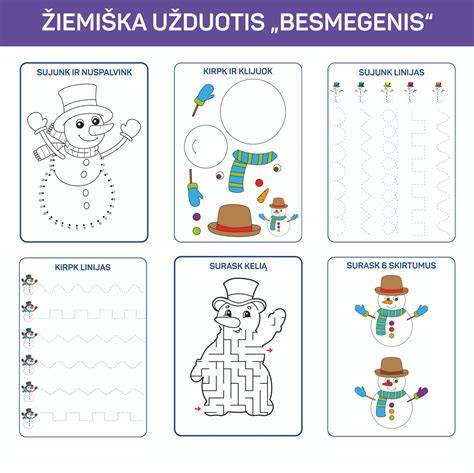 Vaizdinė iliustracija su sniego seniais ir besmegeniais