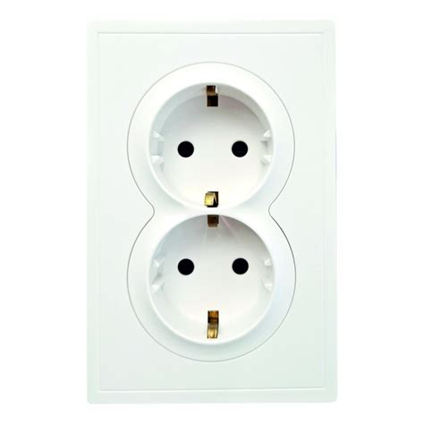 Modernaus dizaino baltas dvigubas kištukinis lizdas