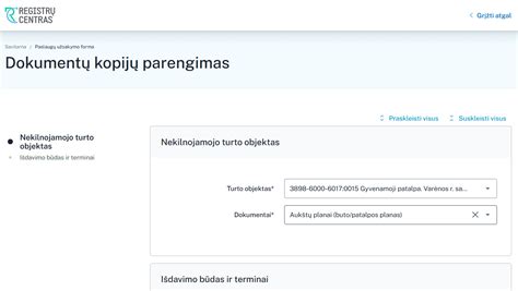 Registru centro savitarnos portalo ekrano vaizdas