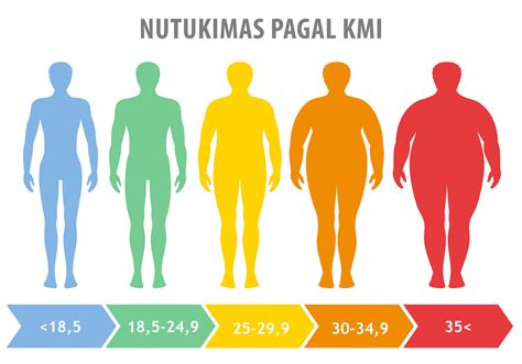 Schematinis vaikų nutukimo KMI rodiklių paaiškinimas