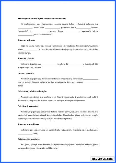 Nekilnojamojo turto nuomos schema