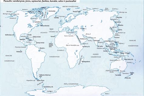 Žemėlapis, rodantis Baltijos jūros ir vandenynų žuvininkystės regionus