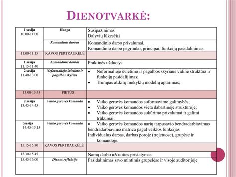 Vaiko dienotvarkės pavyzdys