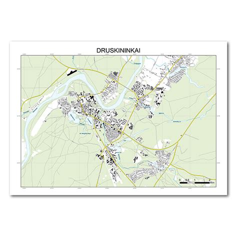 Druskininkų kurorto žemėlapis su pažymėtomis sanatorijomis