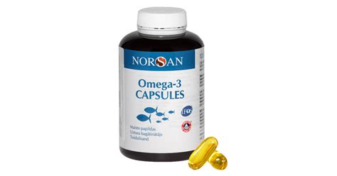 Dėžutė su žuvų taukais ir omega-3 kapsulėmis