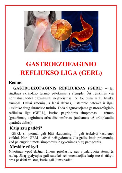 Schema, rodanti galimas gastroezofaginio refliukso komplikacijas