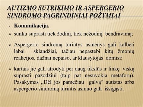 Aspergerio sindromo požymių infografika