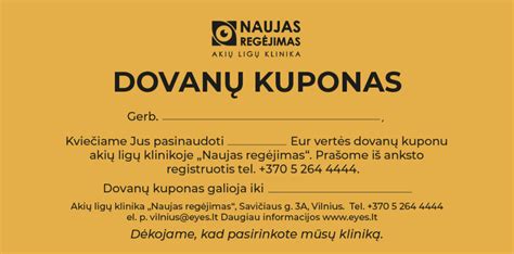 dovanų kupono naudojimo taisyklės